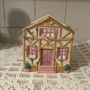 Vintage Ceramic FTD Planter of Tudor Cottage Home